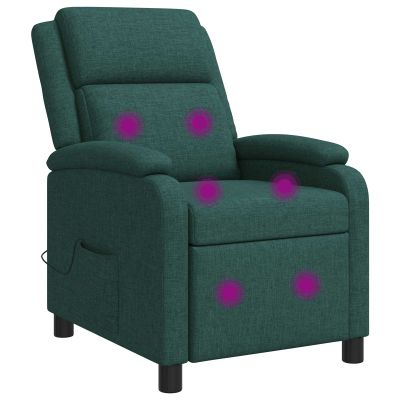 vidaXL Masážne relaxačné kreslo Tmavozelená Látka