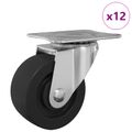 vidaXL Otočné koliesko 12 ks Strieborná 60 x 60 x 50 mm Železo a nylon