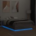 vidaXL Posteľný rám s LED svetlami sivá sonoma 140x190cm kompoz. drevo