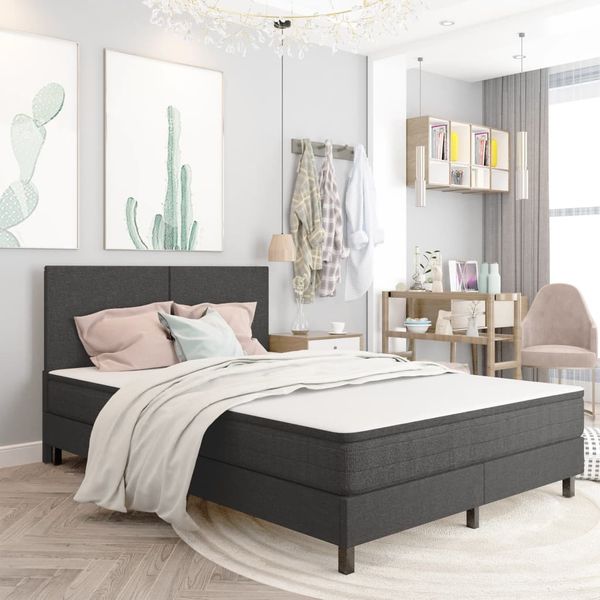 vidaXL Posteľ boxspring tmavošedá látková 160x200 cm