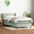 vidaXL Posteľný rám boxsping s matracom bledosivý 90x220 cm zamat