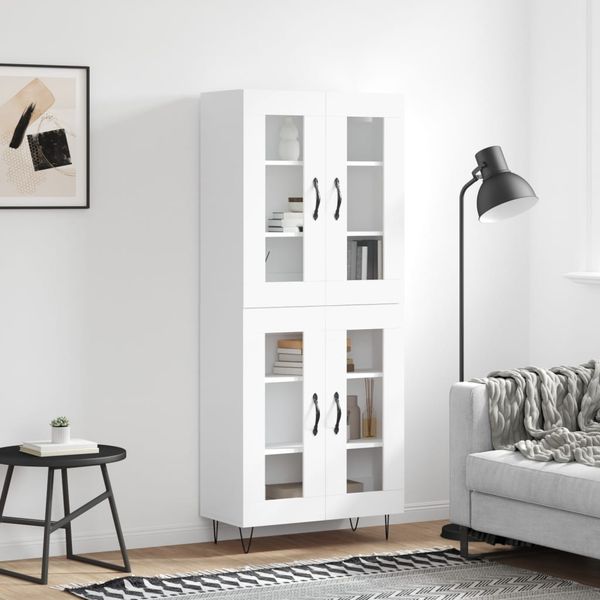 vidaXL Vysoká skrinka biela 69,5x34x180 cm spracované drevo