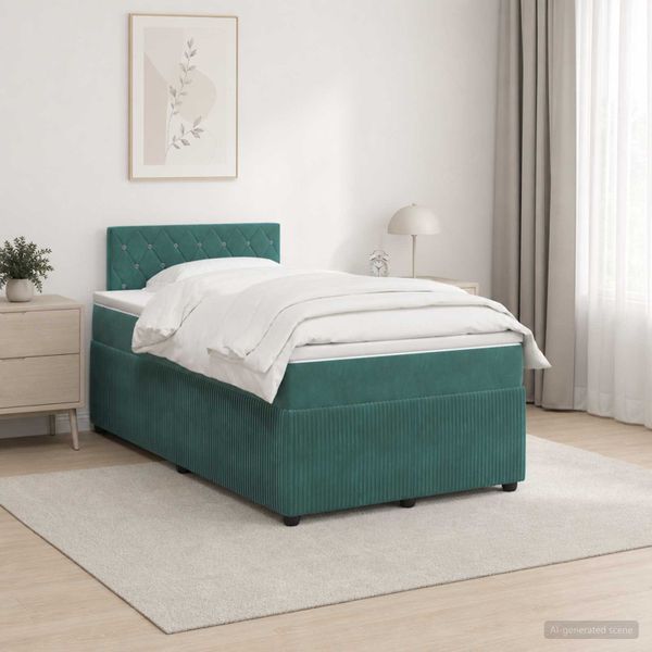vidaXL Posteľ boxspring s matracom Tmavozelená 120 x 190 cm Zamat