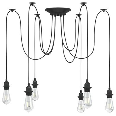 vidaXL Závesná lampa s 6 objímkami E27 čierny kov