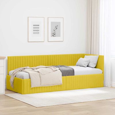 vidaXL Rohový rám postele s čelnou doskou Žltá 80 cm x 200 cm Zamat
