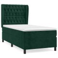 vidaXL Posteľný rám boxsping s matracom tmavozelený 90x190 cm zamat