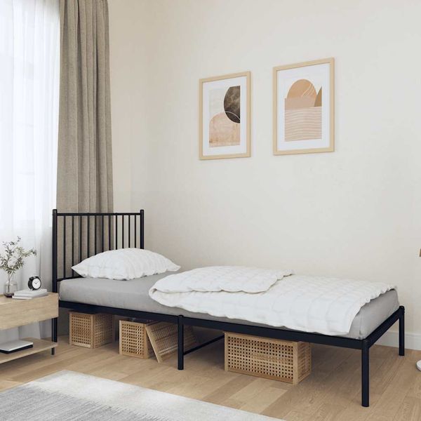 vidaXL Kovový rám postele s čelom čierny 90x190 cm