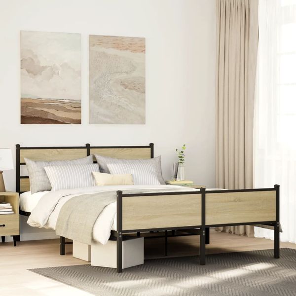 vidaXL Posteľný rám bez matraca dub sonoma 137x190 cm kompozitné drevo