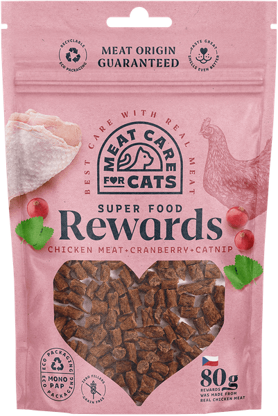 MEAT CARE REWARDS CAT 99802 maškrta - kuracie s kocúrnikom a  brusnicou 80g