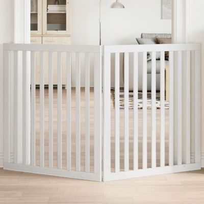 vidaXL Brána pre psa skladacia 2 panely biela 160 cm topoľové drevo