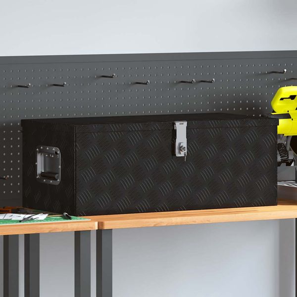 vidaXL Úložný box čierny 80x39x30 cm hliník