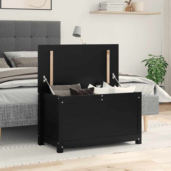 vidaXL Úložný box čierny 80x40x45,5 cm masívna borovica