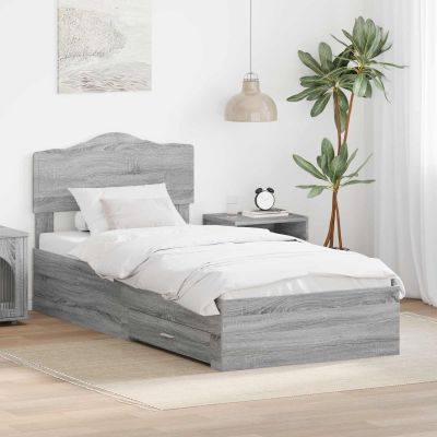 vidaXL Rám postele Sivý Sonoma 70 x 190 cm Kompozitné drevo