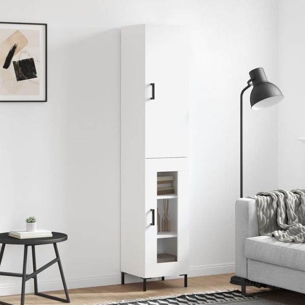 vidaXL Vysoká skrinka biela 34,5x34x180 cm spracované drevo