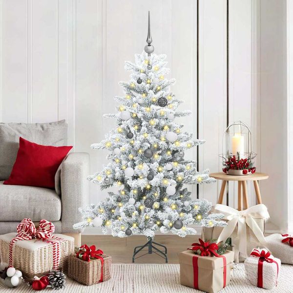 vidaXL Umelý Sklápací Vianočný Stromček Biela 150 cm PVC a oceľ