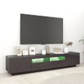 vidaXL TV skrinka s LED svetlami lesklá sivá 200x35x40 cm