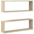 vidaXL Nástenné police 2 ks, dub sonoma 80x15x26,5cm, kompozitné drevo
