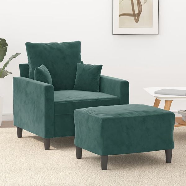 vidaXL Relaxačné kreslo s podnožkou tmavozelené 60 cm zamat