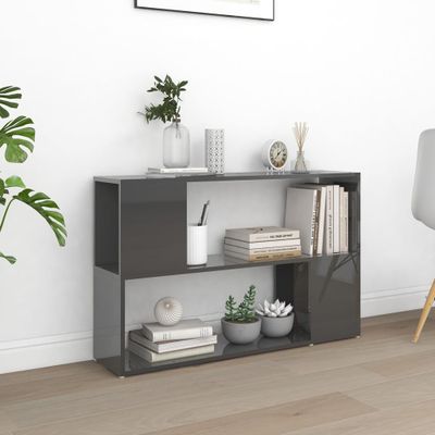 vidaXL Knižnica lesklá sivá 100x24x63 cm drevotrieska