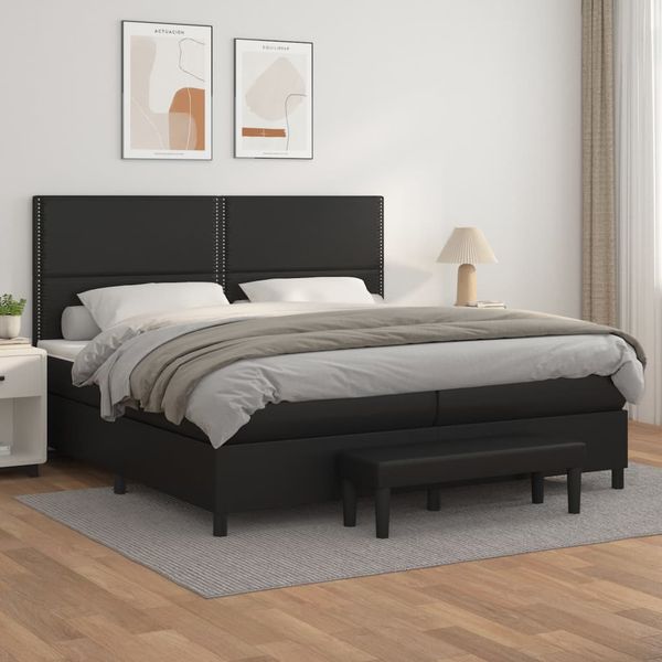 vidaXL Boxspring posteľ s matracom čierna 200x200 cm umelá koža