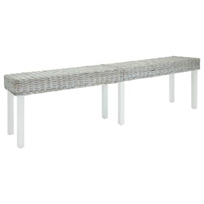 vidaXL Lavica biela 160x35x45 cm prírodný kubu ratan a masívne drevo mahagón