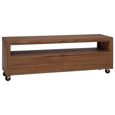 vidaXL TV skrinka 110 x 30 x 40 cm Prírodná Husté teakové drevo