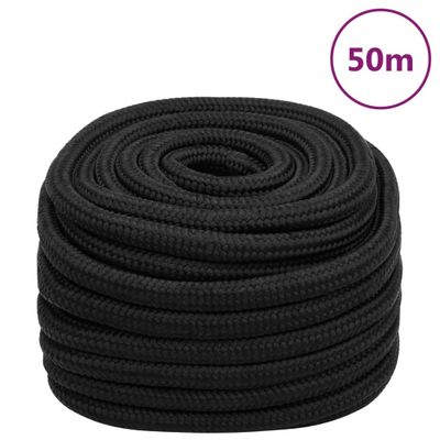 vidaXL Lodné lano čierne 20 mm 50 m polypropylén