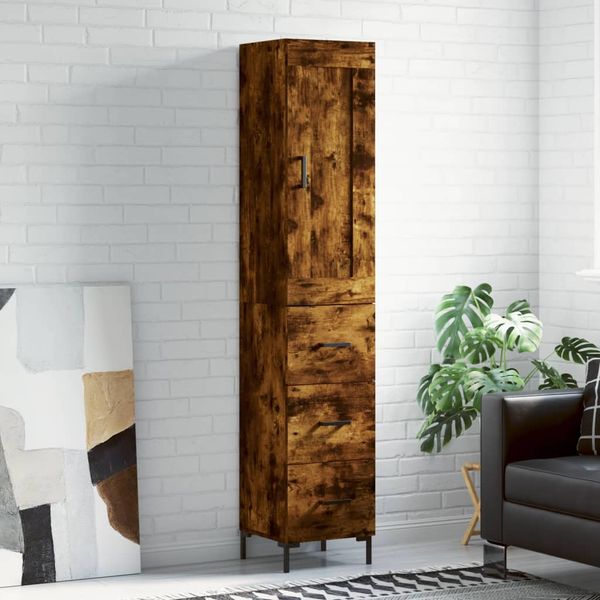 vidaXL Vysoká skrinka dymový dub 34,5x34x180 cm spracované drevo