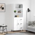 vidaXL Vysoká skrinka lesklá biela 69,5x34x180 cm spracované drevo