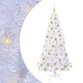 vidaXL Umelý vianočný stromček s 300 LED-i Biela 180 cm PVC a oceľ