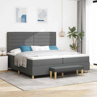 vidaXL Posteľ s pružinovým rámom Tmavo šedá 200 x 200 cm látka