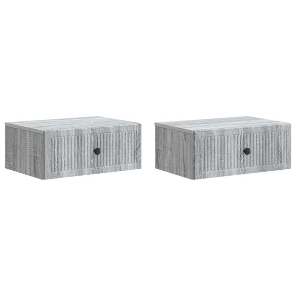 vidaXL Nočný stolík so zásuvkou 2 pcs Sivá sonoma 49 x 34,5 x 20 cm