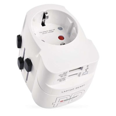 Cestovný univerzálny adaptér do zahraničia (USA, Ázia, Afrika), 1×USB-C, 1×USB-A