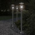 vidaXL Vonkajšie stojace lampy 3 ks strieborné 100cm nehrdzavej. oceľ