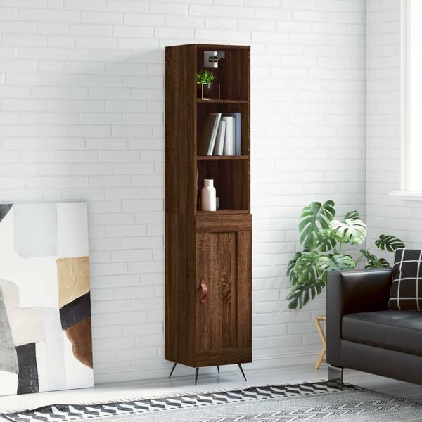 vidaXL Vysoká skrinka hnedý dub 34,5x34x180 cm spracované drevo