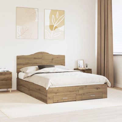 vidaXL Rám postele Remeselný dub 140 x 190 cm Kompozitné drevo