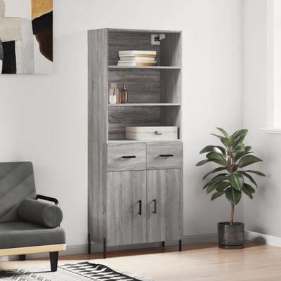 vidaXL Vysoká skrinka sivý dub sonoma 69,5x34x180 cm spracované drevo