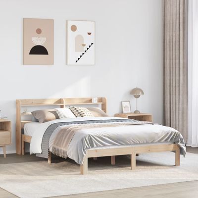 vidaXL Posteľný rám s čelom 150x200 cm borovicový masív