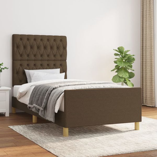 vidaXL Posteľ bez matraca tmavohnedá 90x200 cm látka