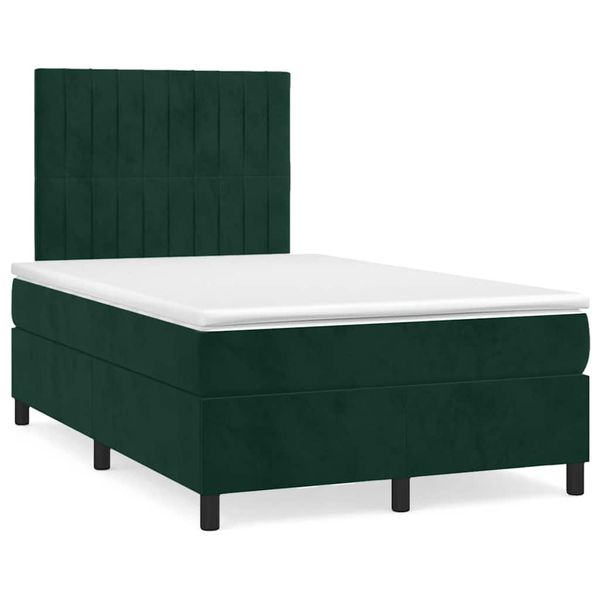 vidaXL Boxspring posteľ s matracom, tmavozelená 120x190cm, zamat