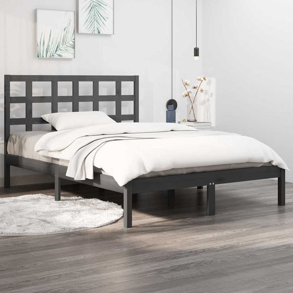 vidaXL Posteľný rám sivý masívne borovicový masív 140x190 cm