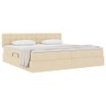 vidaXL Postel s úložným prostorem a matrací Krémová 200 x 200 cm Zamat