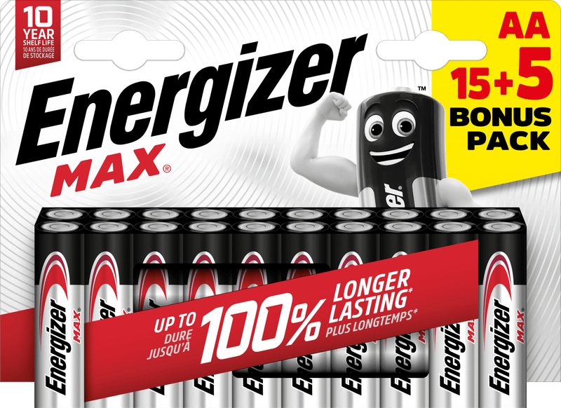 Energizer Max AA alkalické batérie 15+5 20ks E303329900