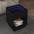 vidaXL Konferenčný stolík s nekonečnými LED čierny 40x40x50 cm