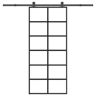 vidaXL Posuvné dvere s kovaním ESG sklo a hliník 90x205 cm