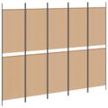vidaXL 5-panelový paravan Béžová 250 x 200 cm Látka