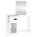 vidaXL Toaletný stolík s LED lesklý biely 90x50x132,5 cm sprac. drevo