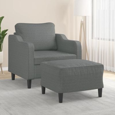 vidaXL Kreslo s podnožkou tmavosivé 60 cm látkové