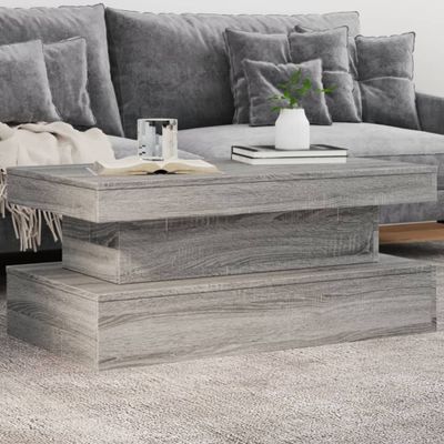 Konferenčný stolík vidaXL s LED svetlami sivý sonoma 90x50x40 cm