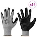 vidaXL Pracovné rukavice 24 ks Šedá a čierna 8 / m Polyester